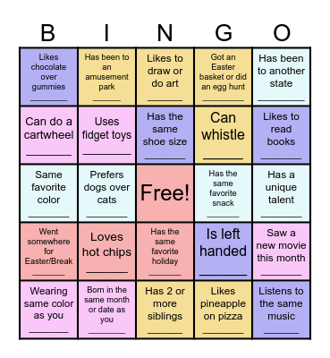 Who in group...? Bingo Card