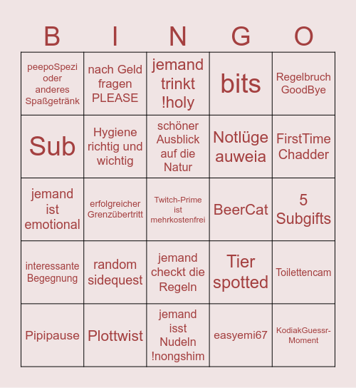 EasyBingo The Race Staffel 3 Folge 7 Bingo Card