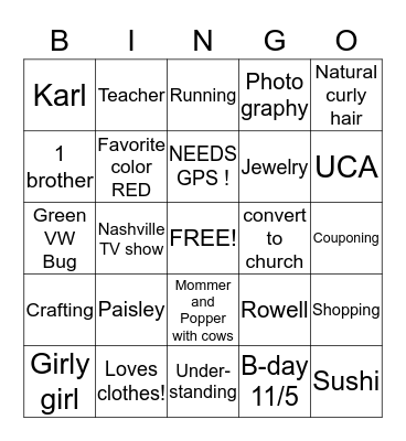 Angela Smith Trivia! Bingo Card