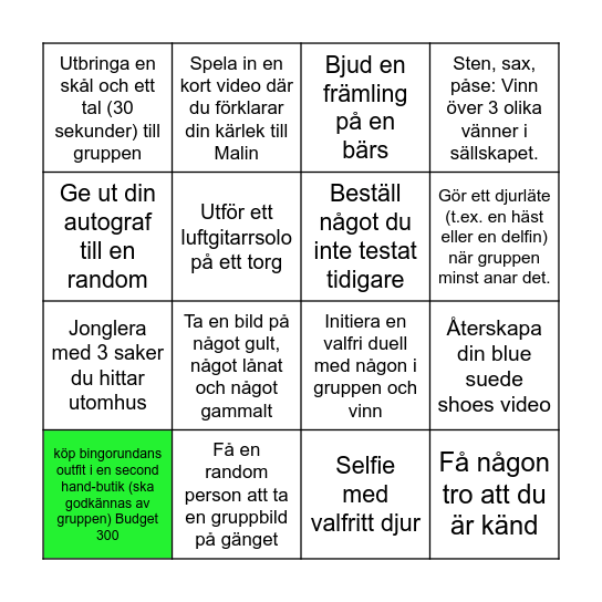 Gustav svensexa Bingo Card