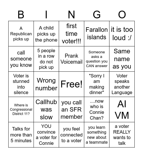Working Families for SF PAC BINGO Card