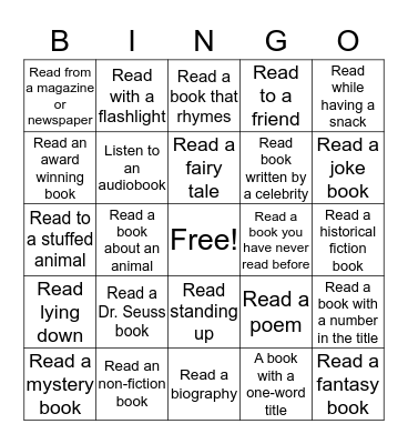 Dr. Seuss Reading Challenge Bingo Card