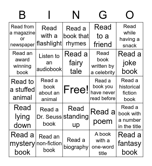 Dr. Seuss Reading Challenge Bingo Card