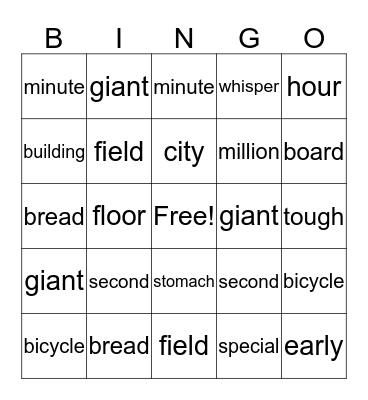 1R Tricky Words Bingo Card
