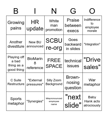 Town Hall Bingo Card