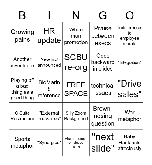 Town Hall Bingo Card