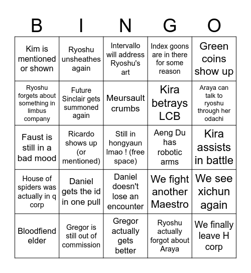 Intervallo VII: Twining Threads Bingo Card