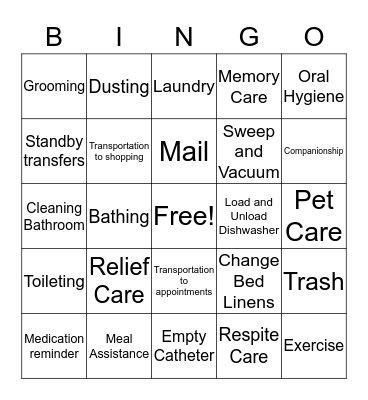 Services@Home Bingo Card