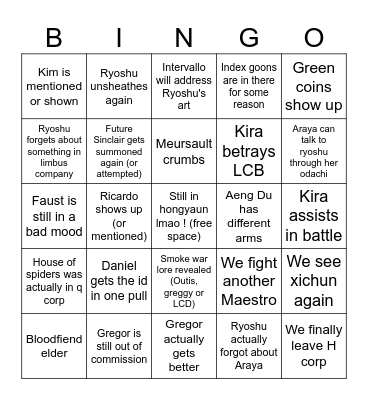 Intervallo VII: Twining Threads Bingo Card