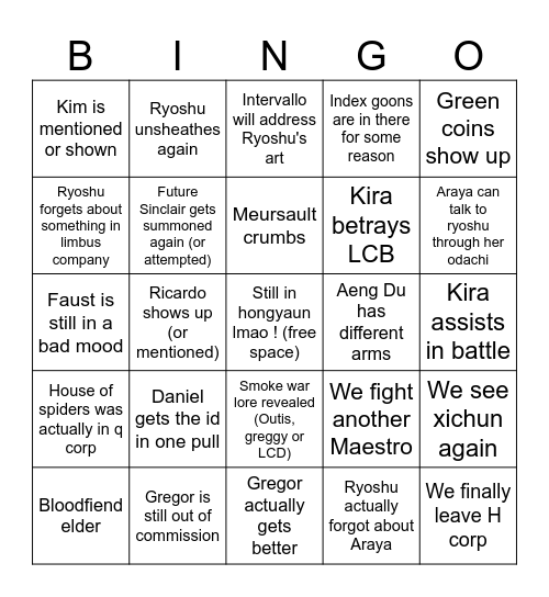 Intervallo VII: Twining Threads Bingo Card