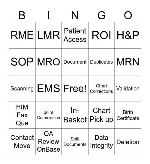 HIP Week Bingo Card