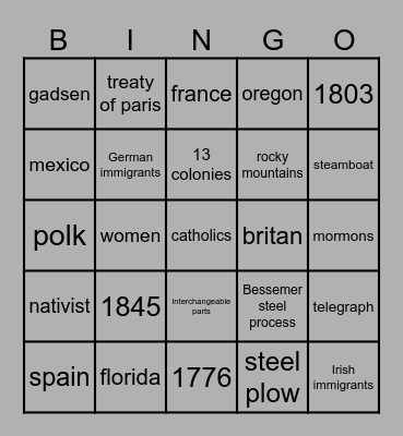 History review Bingo Card