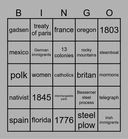 History review Bingo Card