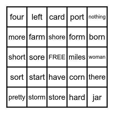 UFLI # 79 Bingo Card