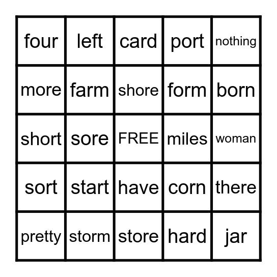 UFLI # 79 Bingo Card