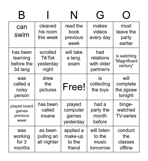 Find someone who ... Bingo Card