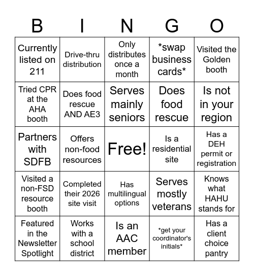 FSD 2026 Agency Summit Bingo Card