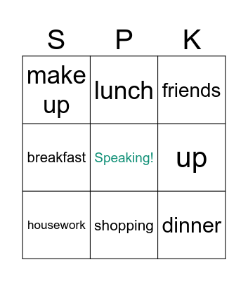 Daily Routine Bingo Card