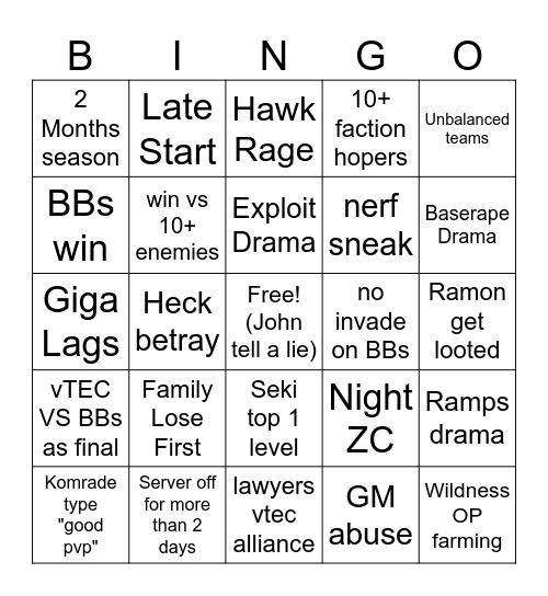 Untitled Bingo Card