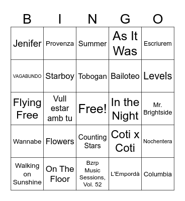 BINGO MUSICAL Bingo Card