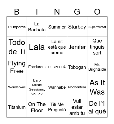 BINGO MUSICAL Bingo Card