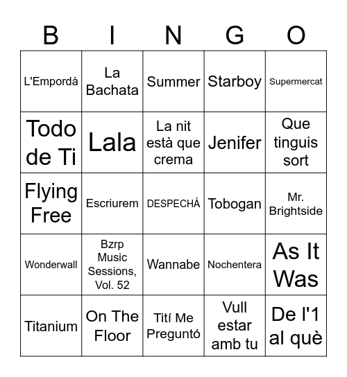 BINGO MUSICAL Bingo Card