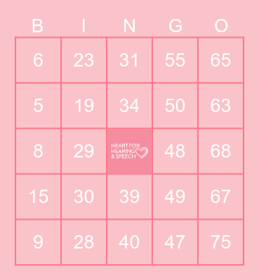 HEART FOR HEARING AND SPEECH DAY Bingo Card