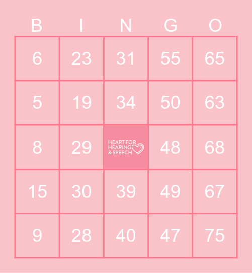 HEART FOR HEARING AND SPEECH DAY Bingo Card