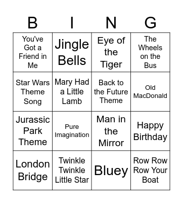 Miles' Music Bingo Card