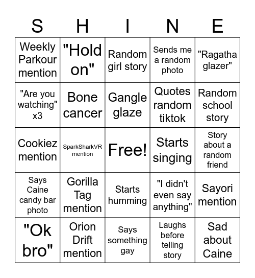 MoonShineVR Bingo Card