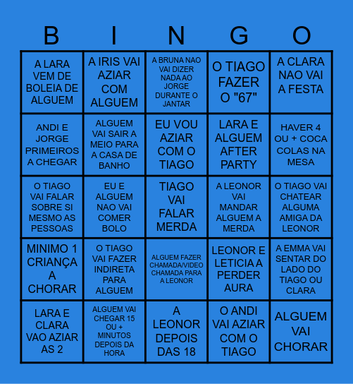 FESTA DO DESASTRE Bingo Card
