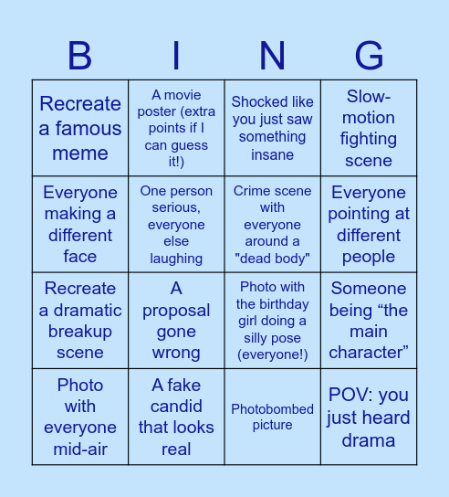 Bhanvi's 16th Bday Photo Scavenger Hunt! Bingo Card