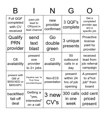 Light up the phones PR Bingo Card