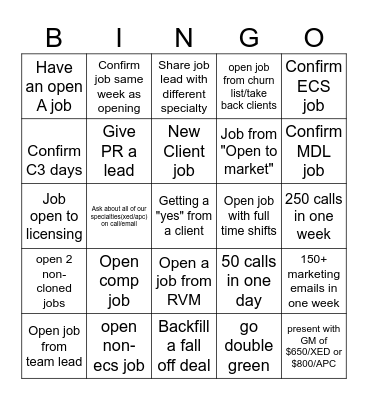 Light up the phones CR Bingo Card