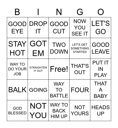 Baseballisms Bingo Card