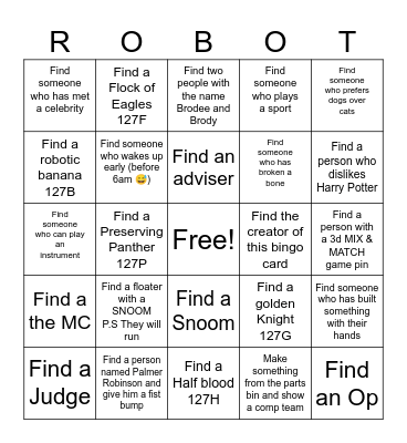 Robotics Bingo Card