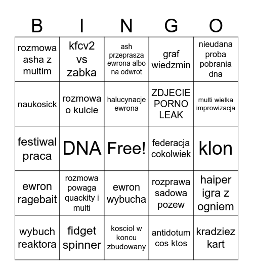 JUTRZELSZE QSMP Bingo Card