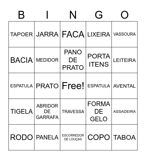 Bingo Chá de Panela Bingo Card