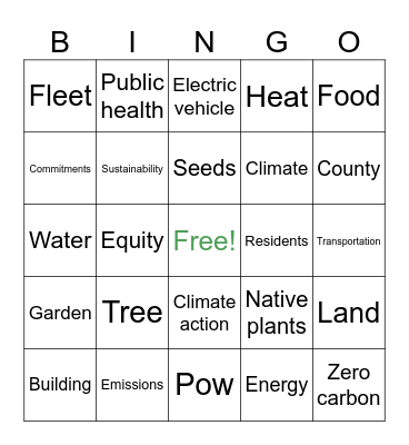 Earth Month Bingo Card