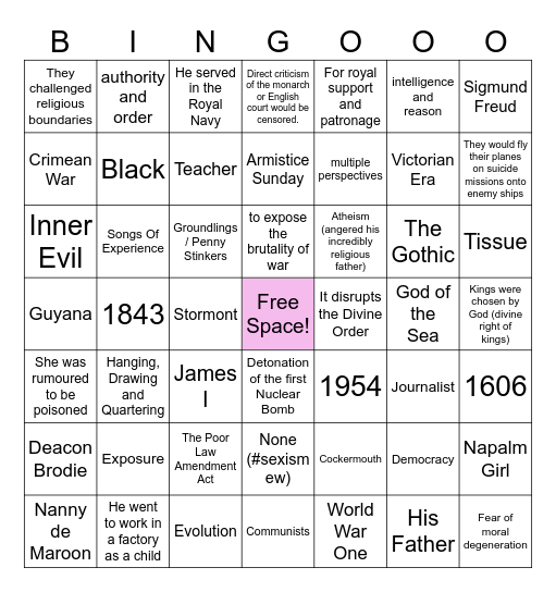 AO3 CONTEXT BINGO (pls go with it xoxo) Bingo Card