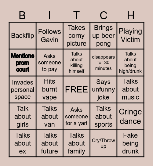 ryan bingo!! Bingo Card