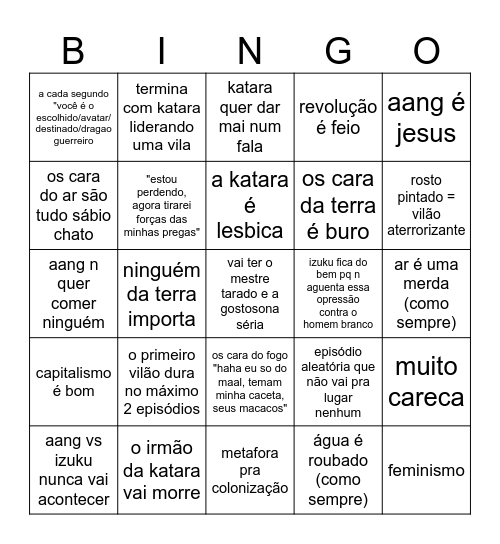 Ratava Bingo Card