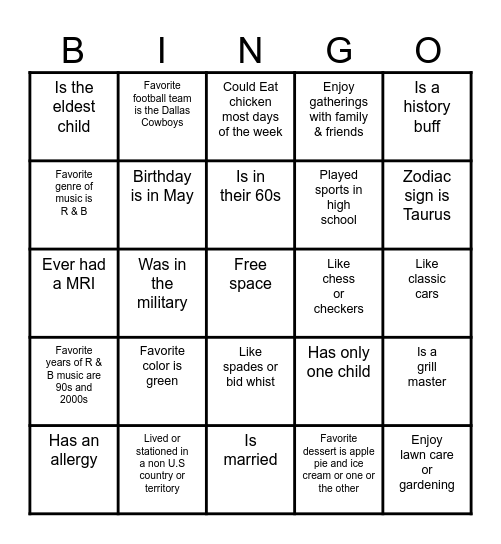 Find A Person Who Bingo Card
