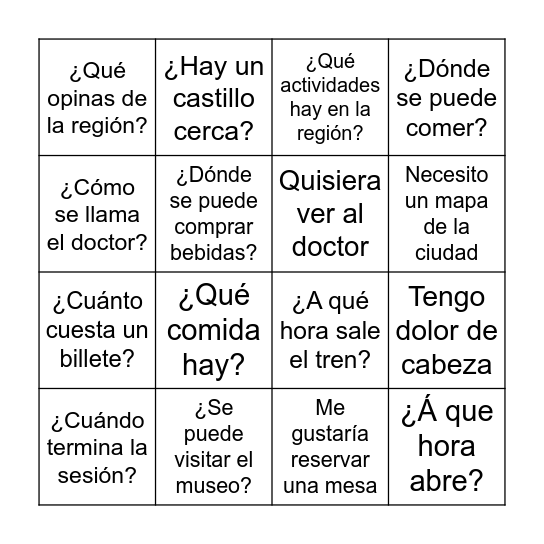 Role-Plays Bingo Card