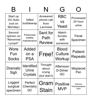 LAB TECH BINGO Card