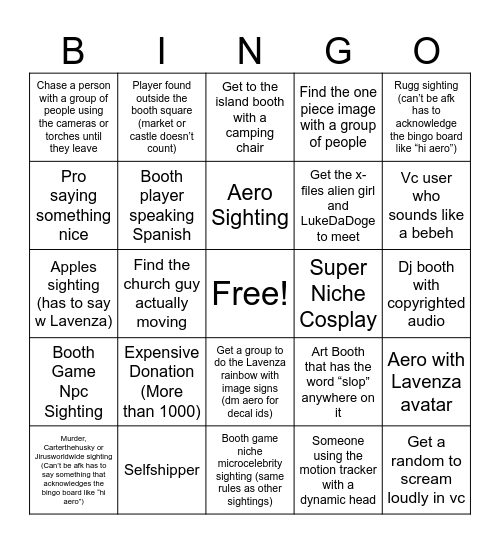 Aeros Booth Game Bingo (Hard Mode) Bingo Card