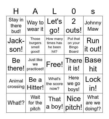 Let's Go Bingo Card