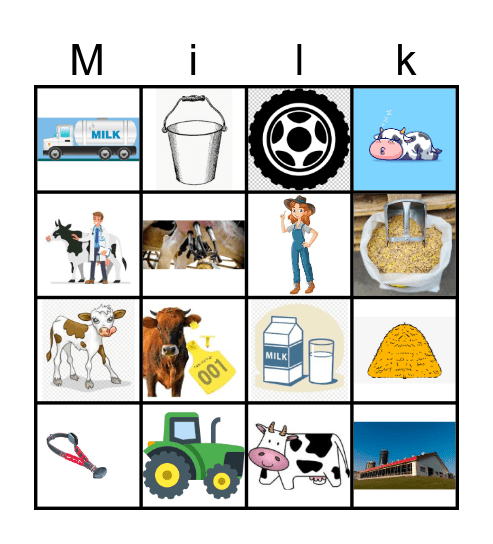 Dairy Farm Bingo Card