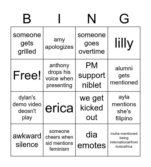 niblet presentations Bingo Card