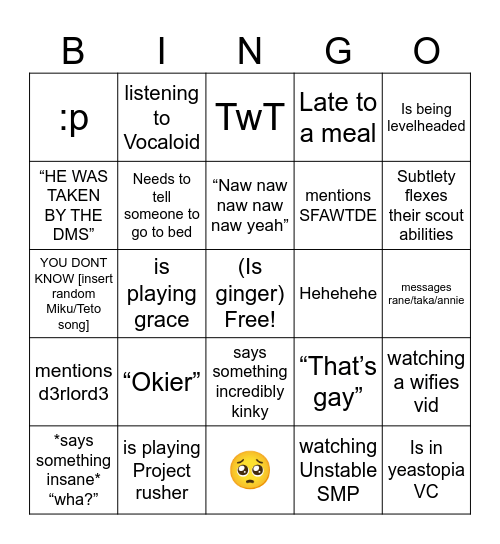 Robins Bingo Card